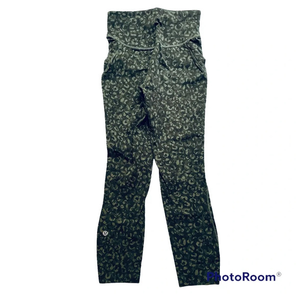 Lululemon Base Pace HR Crop 23" Leggings Intertwined Camo Olive Multi Size 4 NEW - Picture 5 of 9